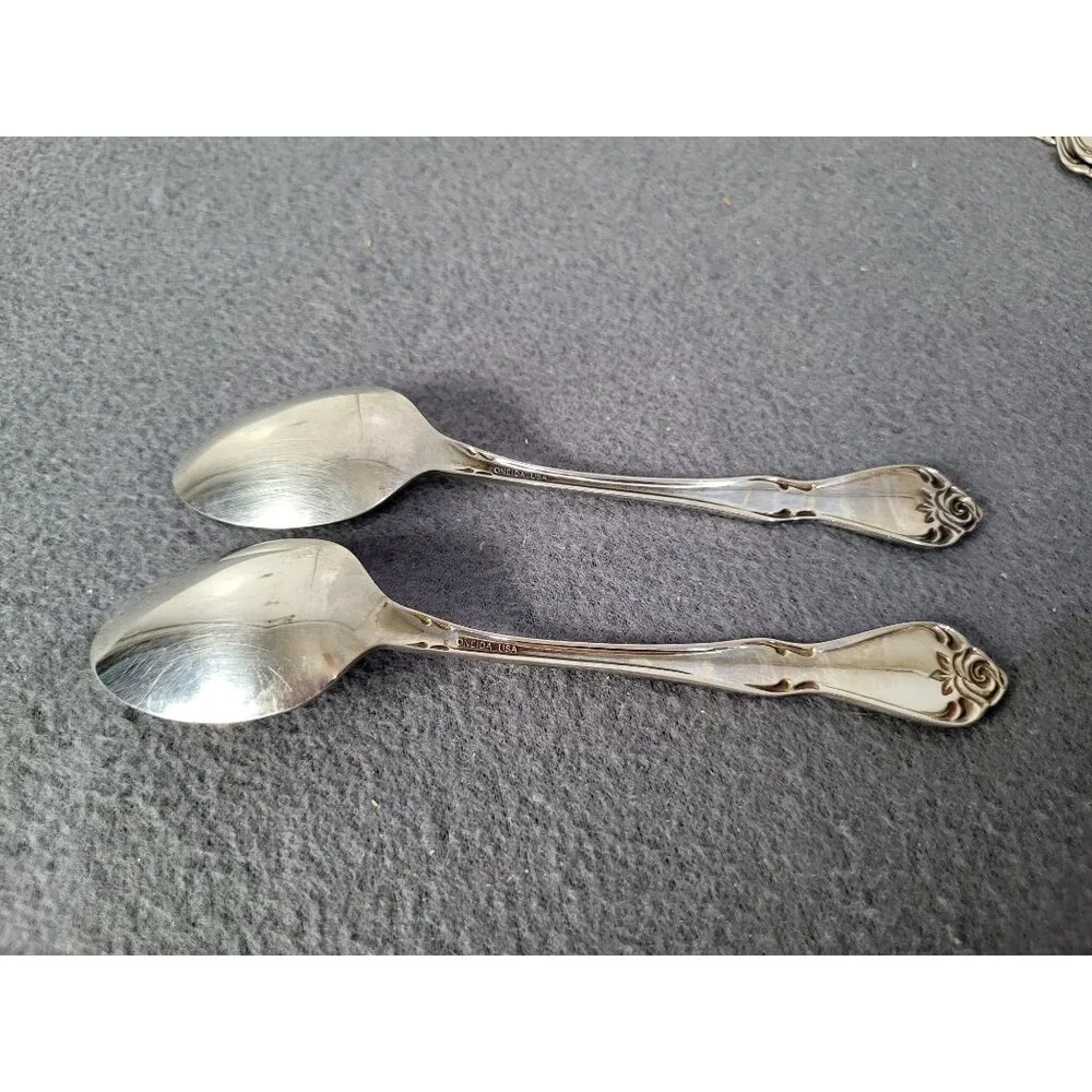ONEIDA USA ARBOR ROSE-TRUE ROSE Stainless Steel Teaspoons Set of 2 - Picture 3 of 7
